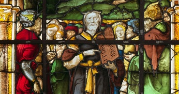 Mose con le tavole delle legge e il popolo ebraico