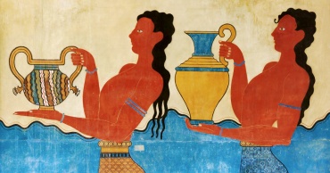 affresco da cnosso con donne portatrici di vasi