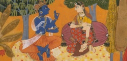 Krishna e Radha co i loro confidenti