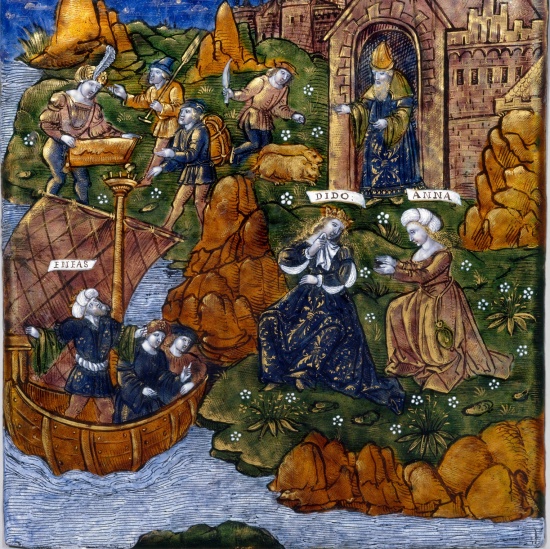 Enea parte da Cartagine - illustrazione da edizione del 1502 pubblicata a Strasburgo