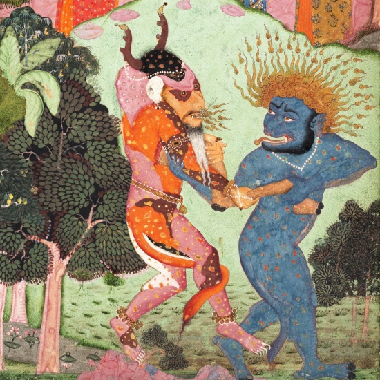 Demoni indiani in lotta - manoscritto 1700