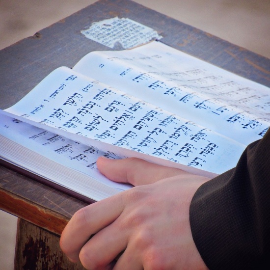 Uomo sfoglia libro della Torah