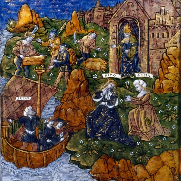 Enea parte da Cartagine - illustrazione da edizione del 1502 pubblicata a Strasburgo