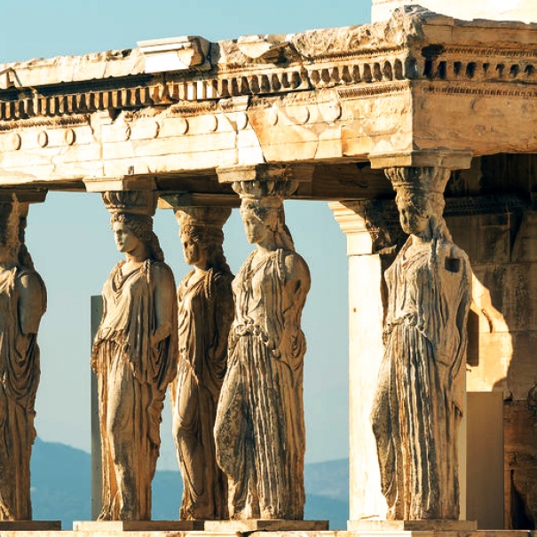 Cariatidi, Atene acropoli - corso di greco antico intermedio