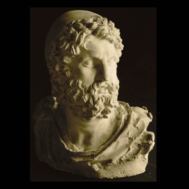 Busto greco su sfondo nero