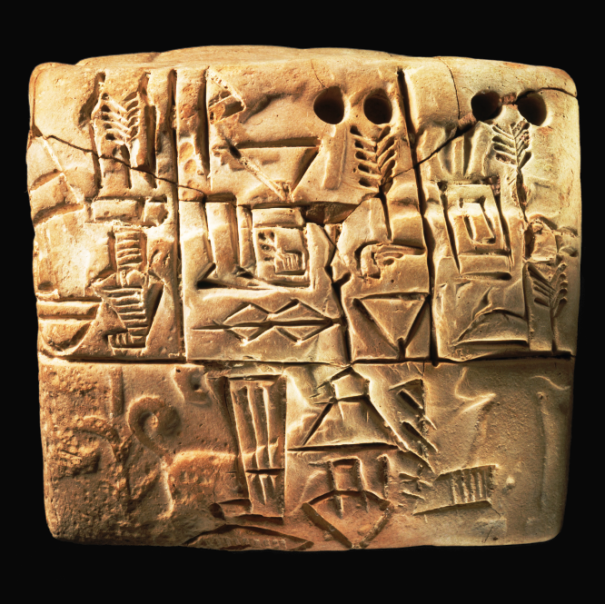 Tavoletta in proto-cuneiforme con segni di vendita - da Uruk?